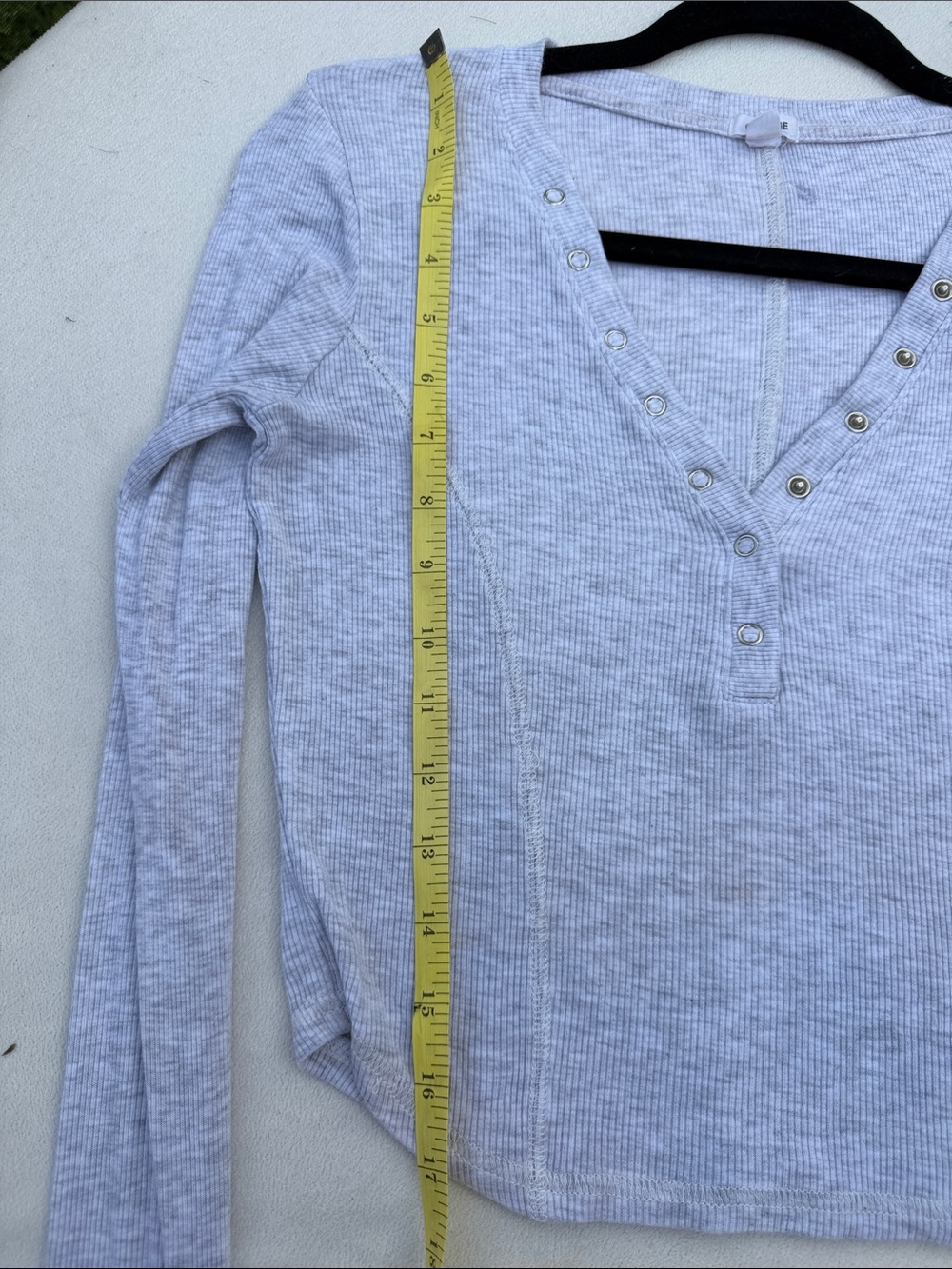 Garage Light Gray Ribbed Long-Sleeve Henley Crop Top - Picture 7 of 8